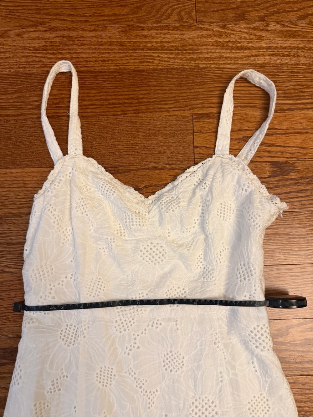 Astr White Eyelet Midi Dress with Ruffle Hem - Picture 2 of 3